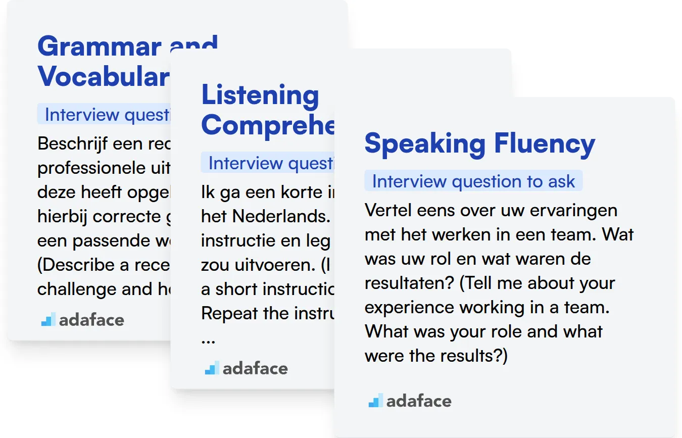 Which Dutch Proficiency skills should you evaluate during the interview phase?