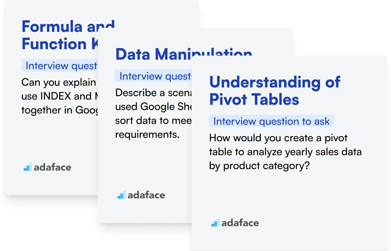 Which Google Sheets skills should you evaluate during the interview phase?