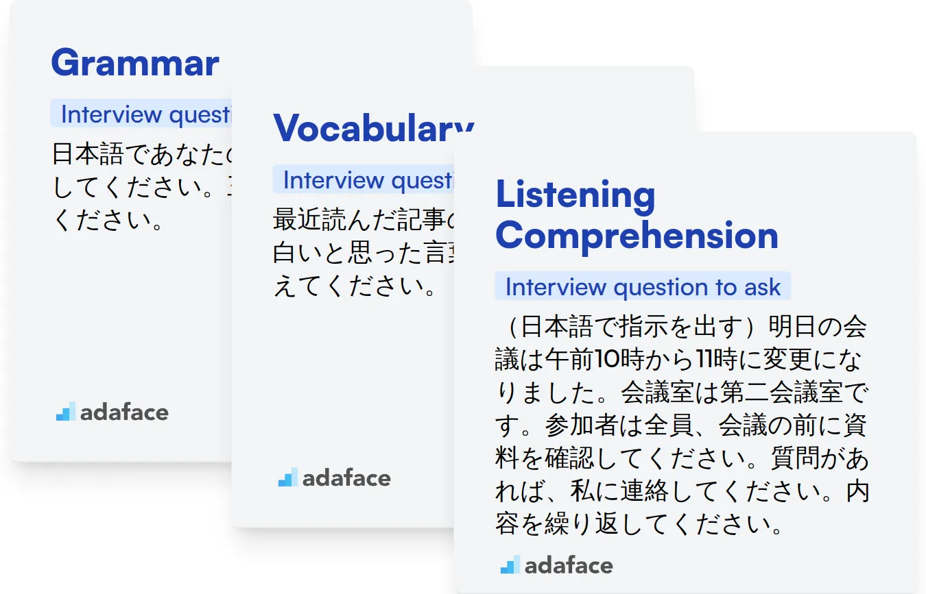 Which Japanese Proficiency skills should you evaluate during the interview phase?
