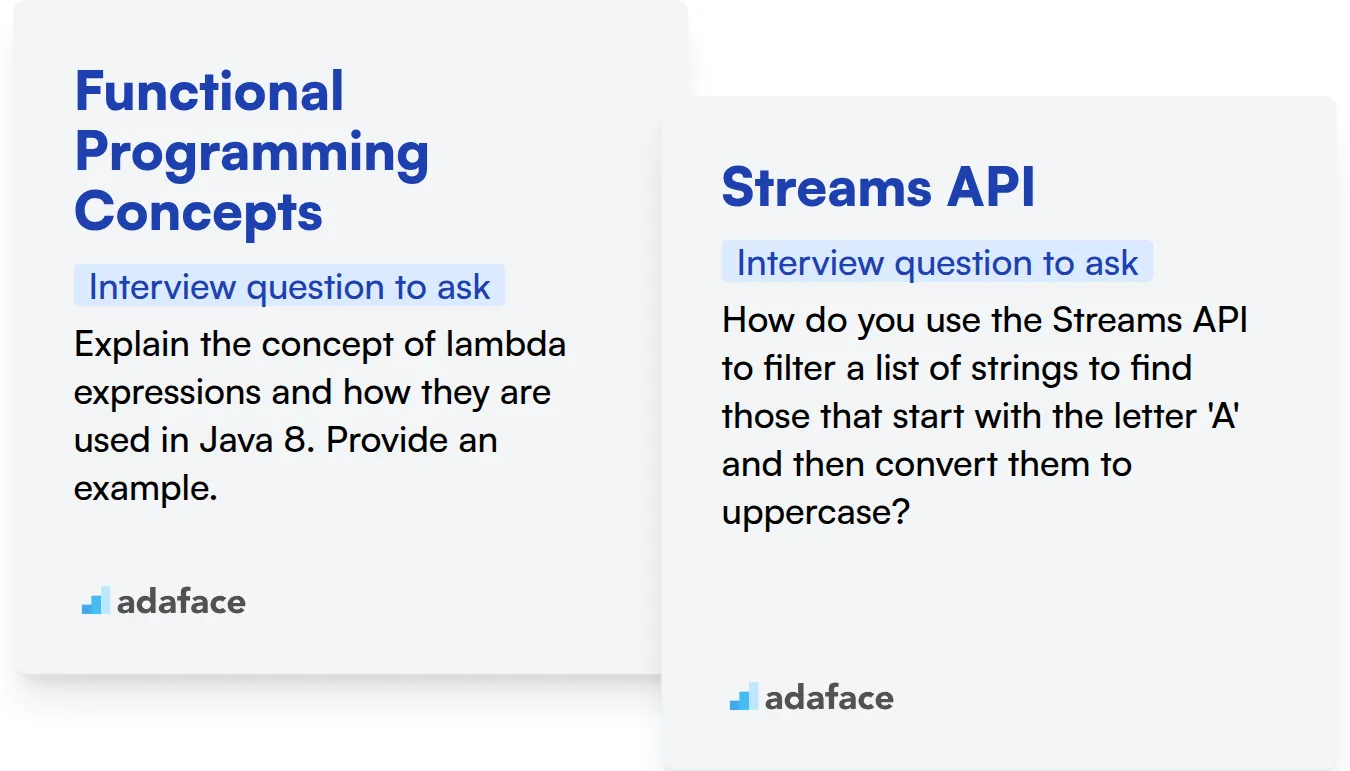 Which Java 8 skills should you evaluate during the interview phase?