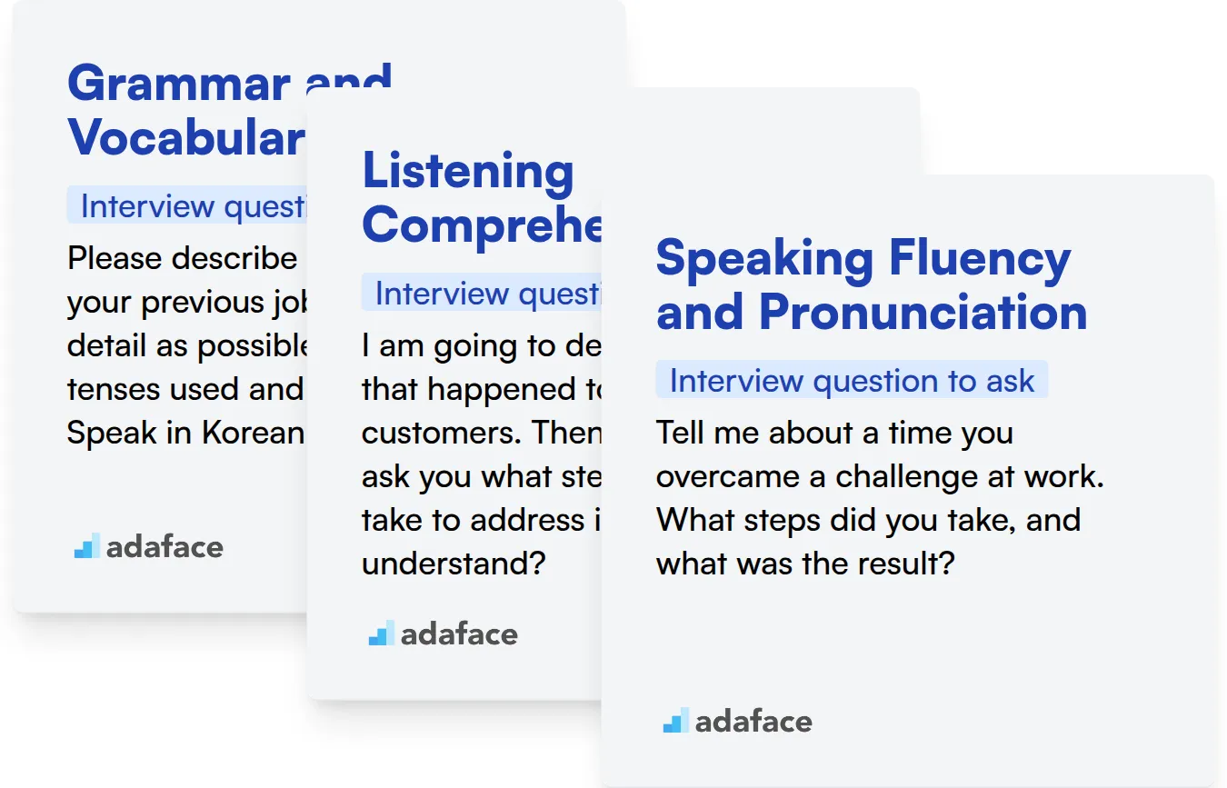 Which Korean Proficiency skills should you evaluate during the interview phase?