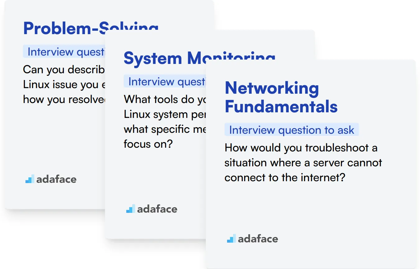 Which Linux Troubleshooting skills should you evaluate during the interview phase?