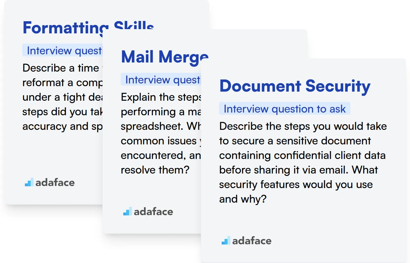 Which Microsoft Word skills should you evaluate during the interview phase?