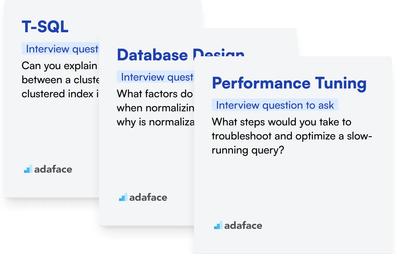 Which MS SQL skills should you evaluate during the interview phase?