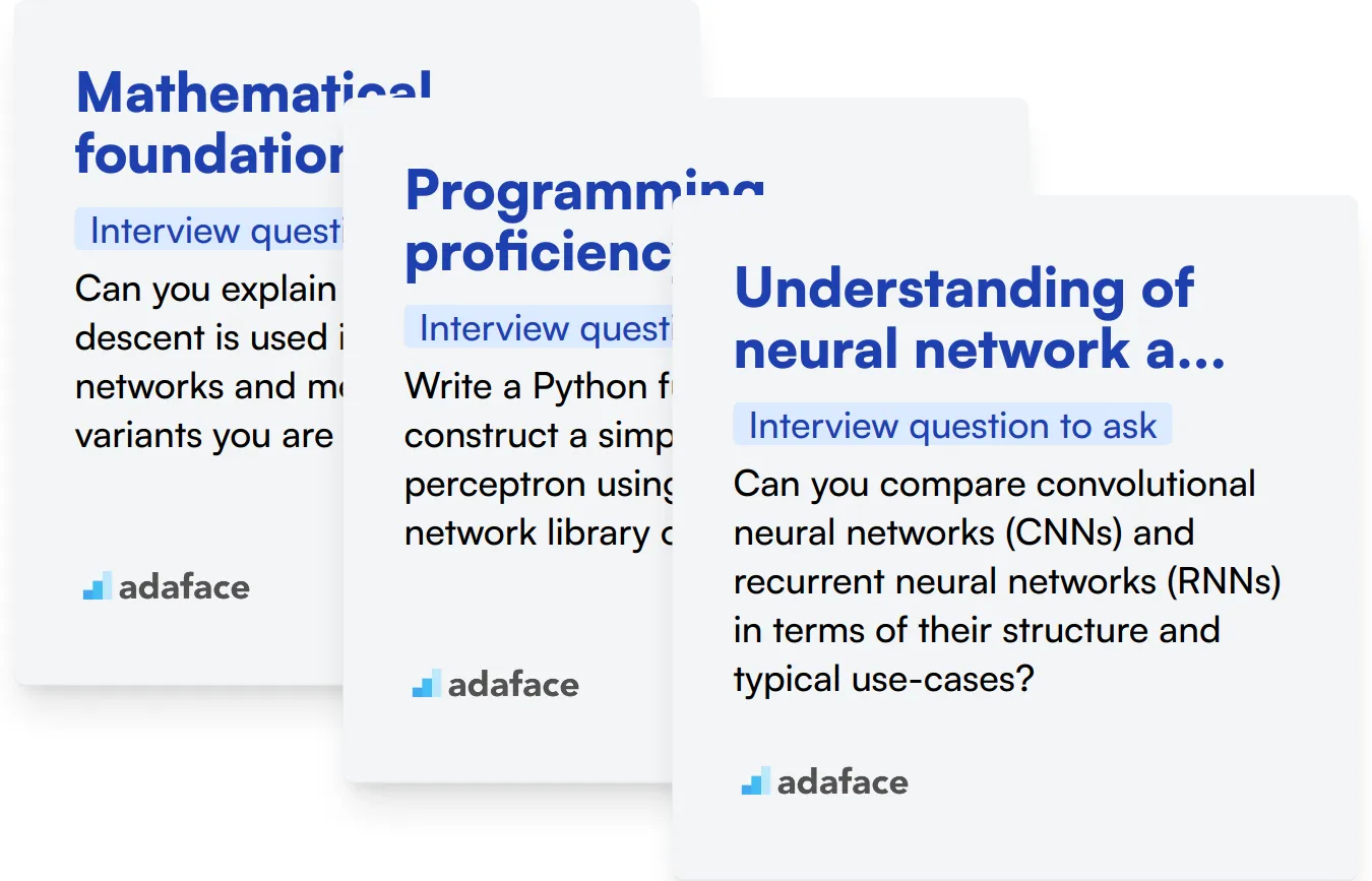 Which Neural Networks skills should you evaluate during the interview phase?