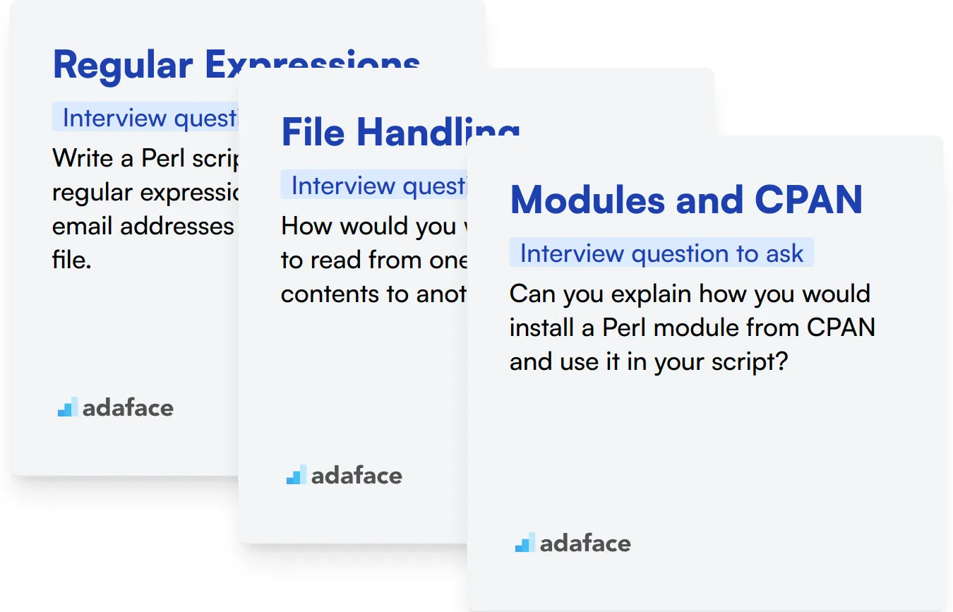 Which Perl skills should you evaluate during the interview phase?