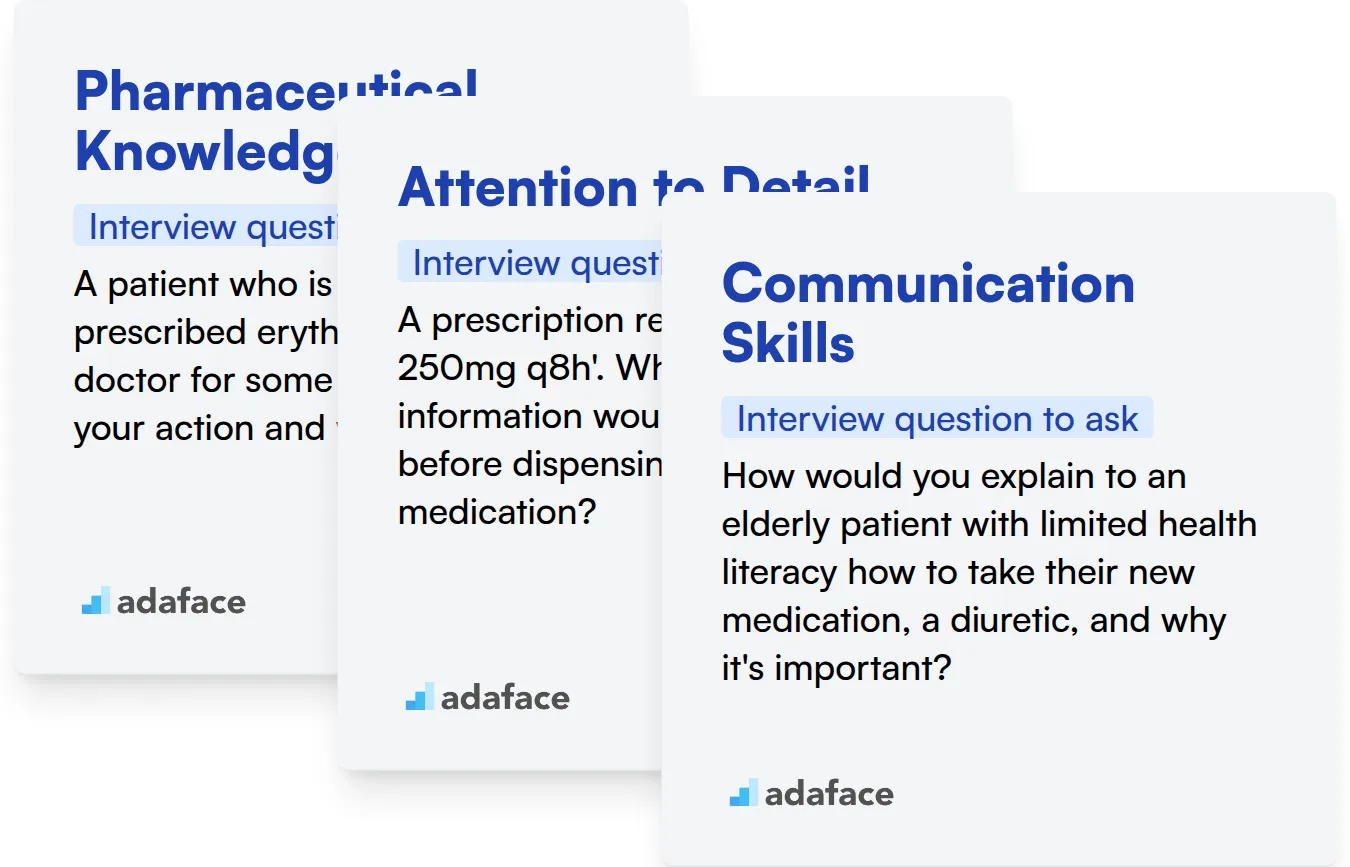 Which Pharmacist skills should you evaluate during the interview phase?