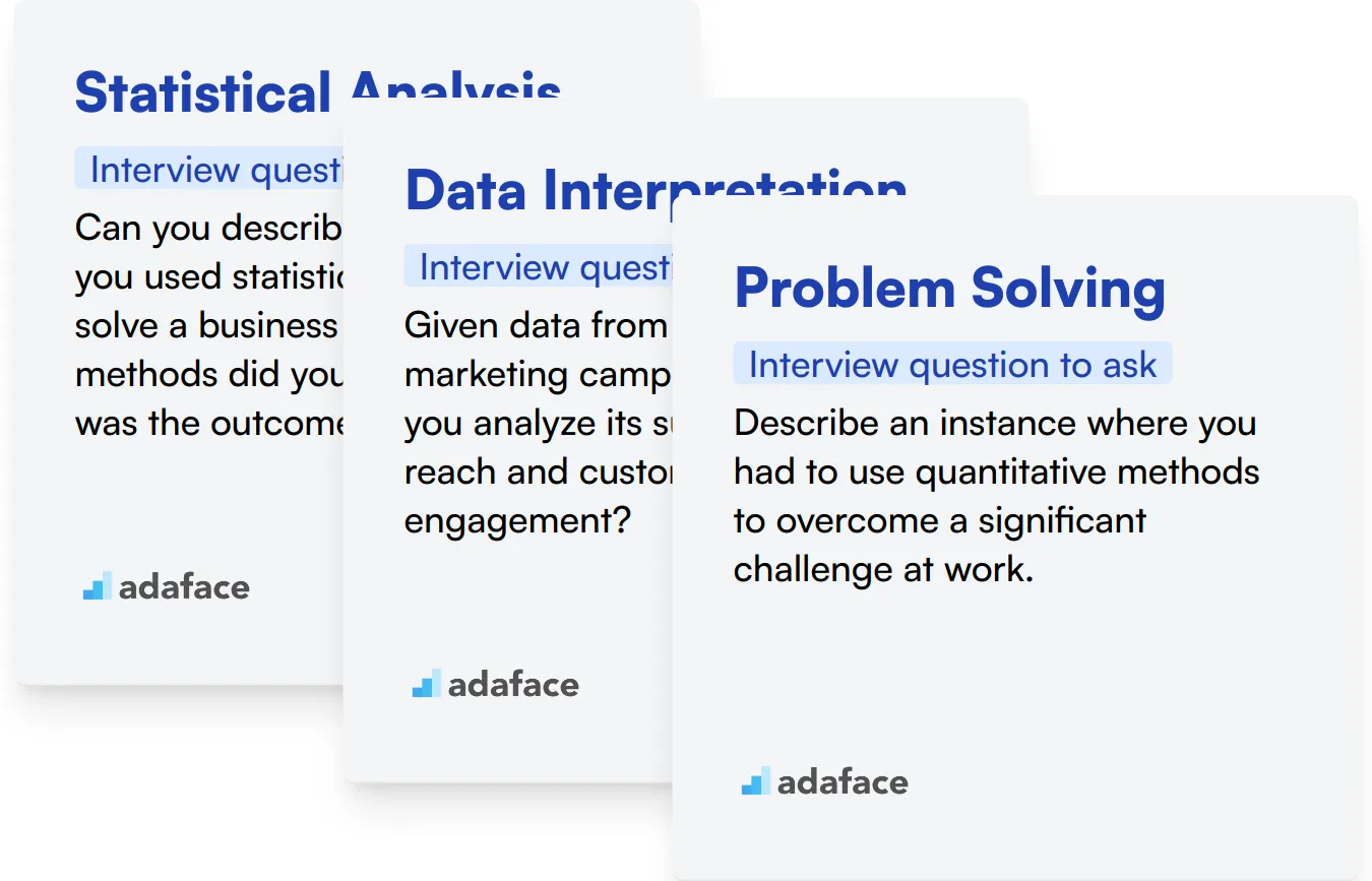 Which Quantitative Skills skills should you evaluate during the interview phase?