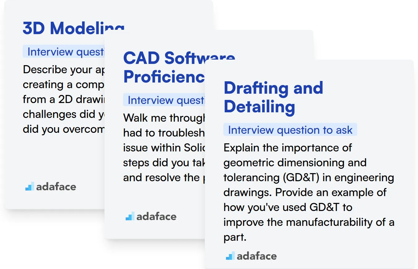 Which SolidWorks skills should you evaluate during the interview phase?