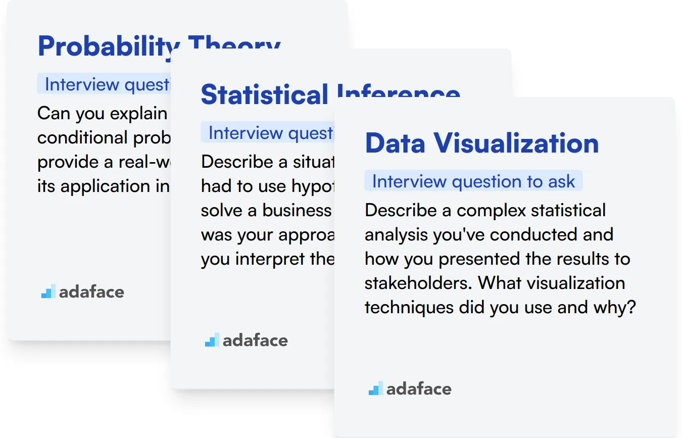 Which Statistics skills should you evaluate during the interview phase?