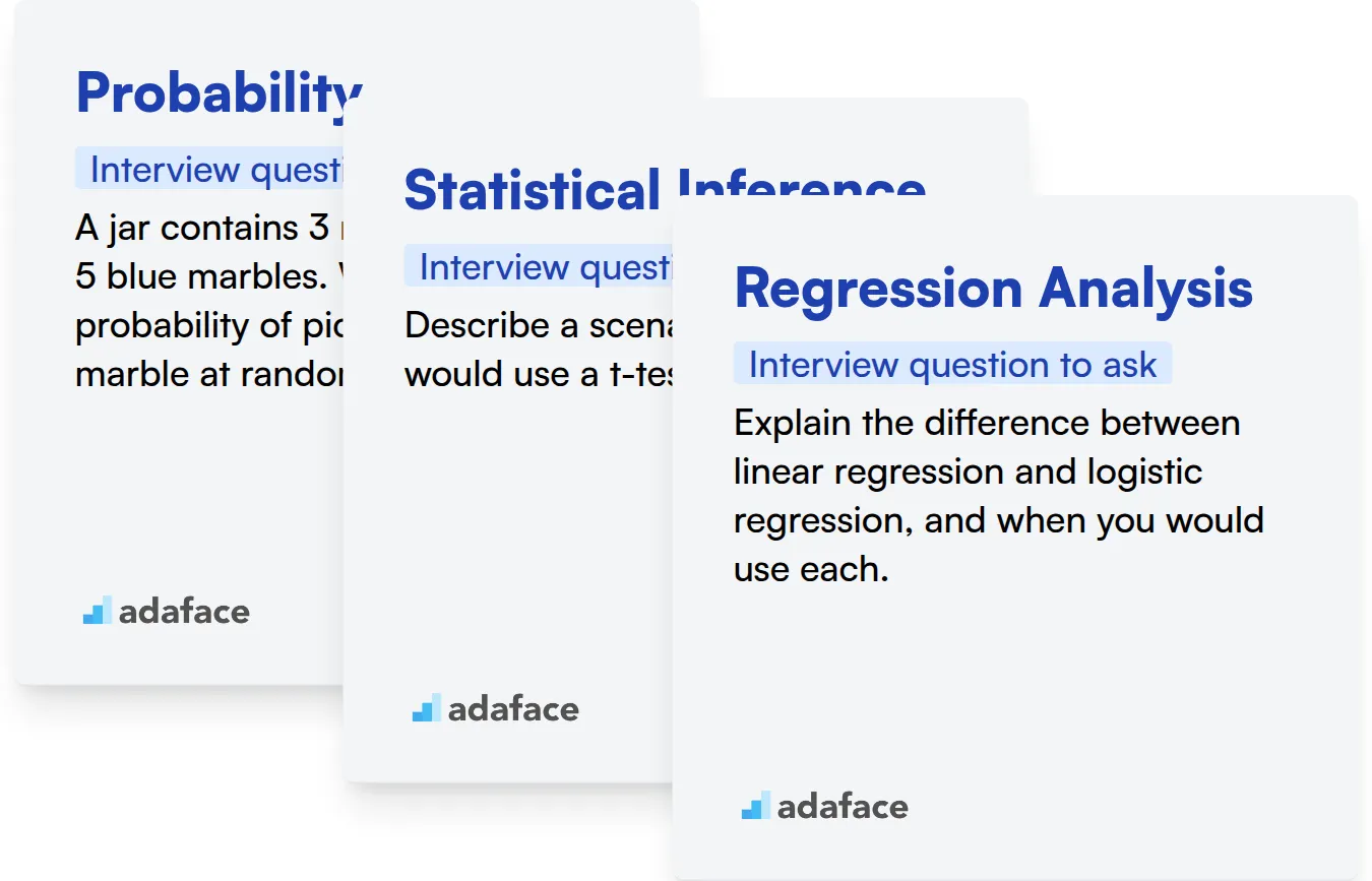 Which Statistics skills should you evaluate during the interview phase?