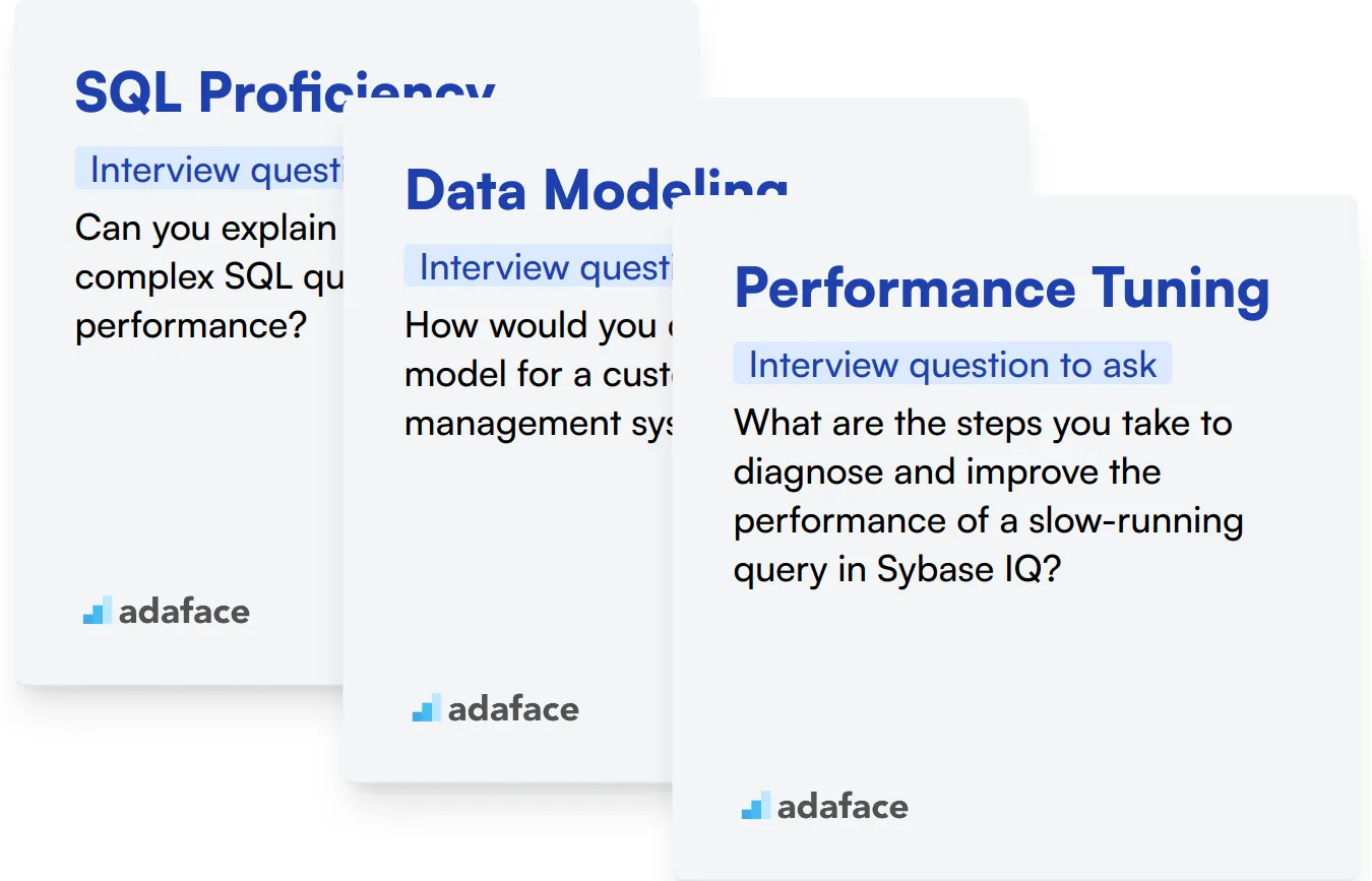 Which Sybase IQ (SAP IQ) skills should you evaluate during the interview phase?