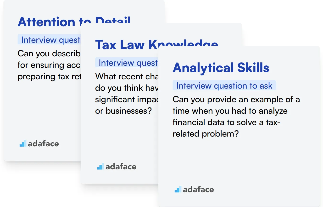 Which Tax Preparation skills should you evaluate during the interview phase?