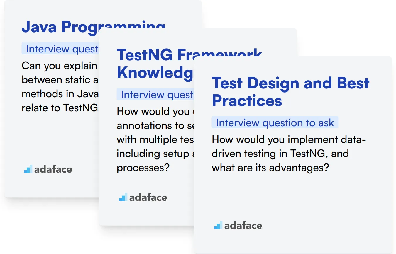 Which TestNG skills should you evaluate during the interview phase?