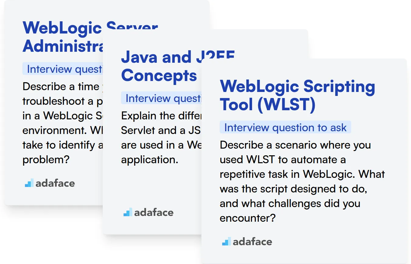 Which WebLogic skills should you evaluate during the interview phase?