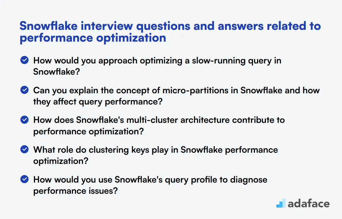 6 Snowflake interview questions and answers related to performance optimization