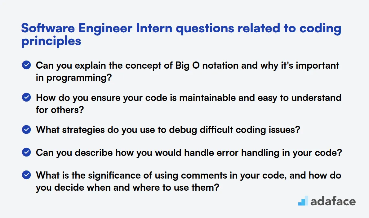 8 Software Engineer Intern questions related to coding principles