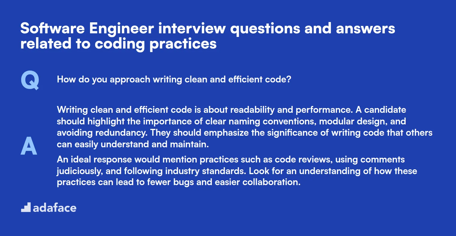 9 Software Engineer interview questions and answers related to coding practices