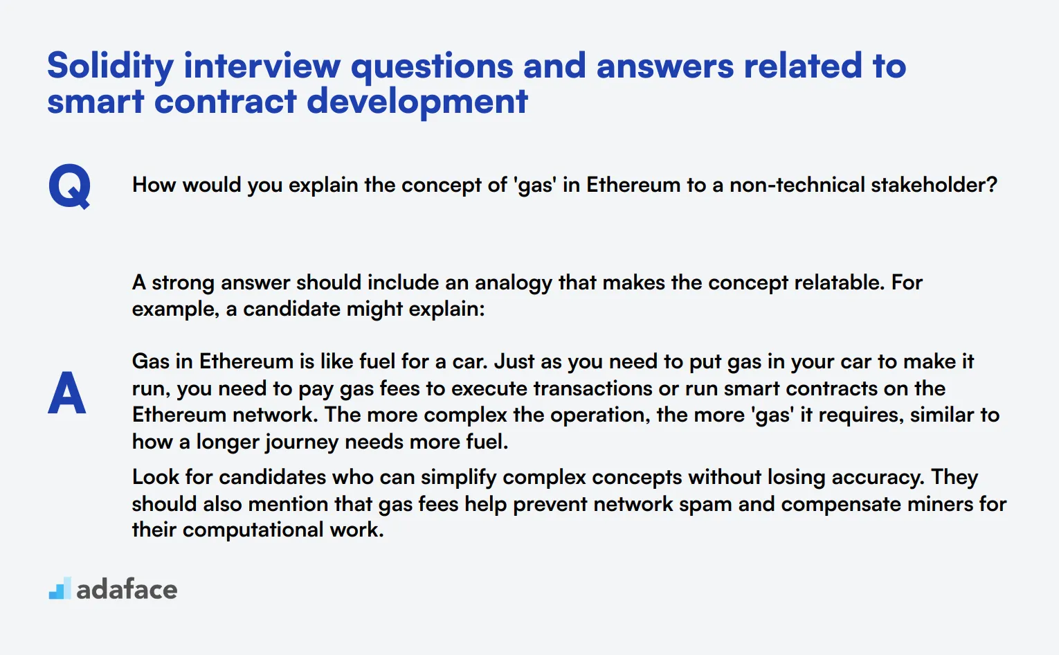 5 Solidity interview questions and answers related to smart contract development