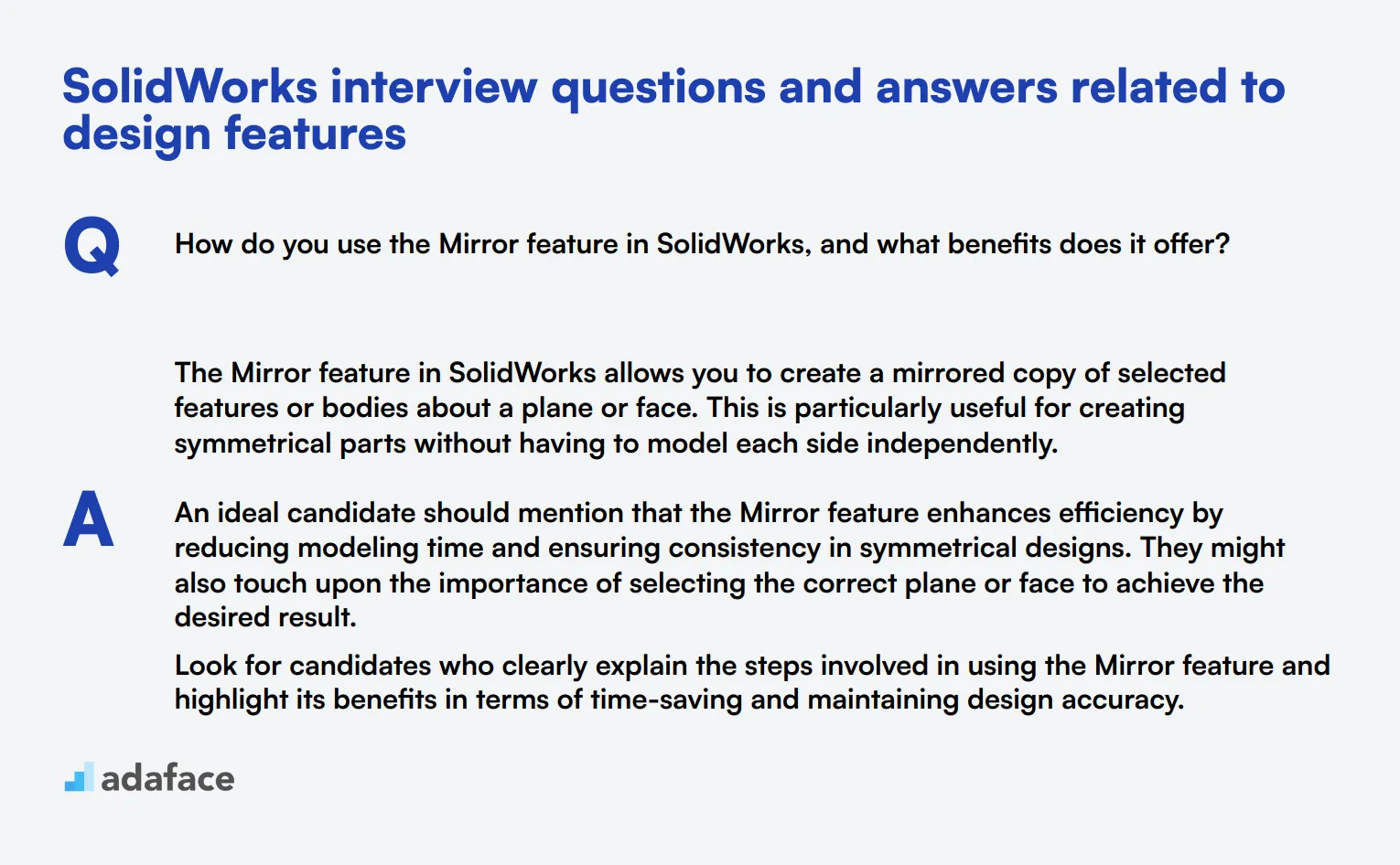 8 SolidWorks interview questions and answers related to design features