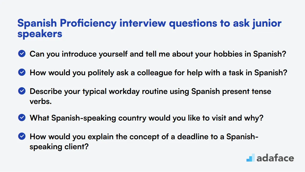 20 Spanish Proficiency interview questions to ask junior speakers