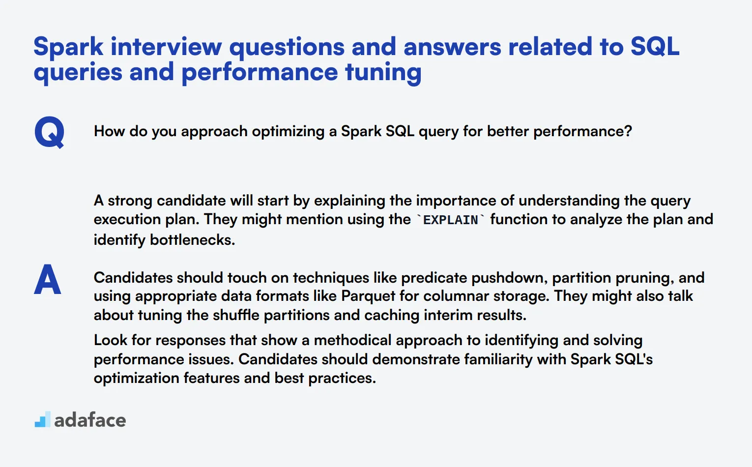 9 Spark interview questions and answers related to SQL queries and performance tuning