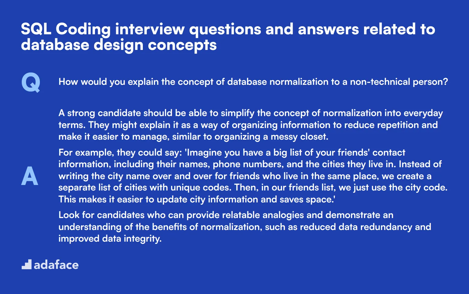 7 SQL Coding interview questions and answers related to database design concepts