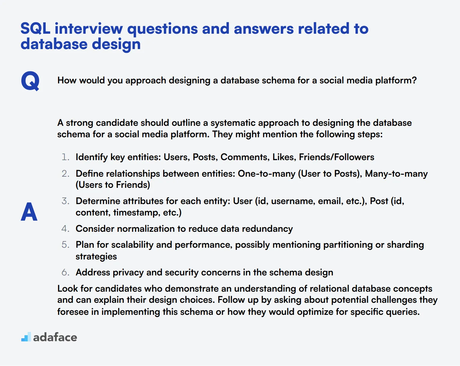 8 SQL interview questions and answers related to database design