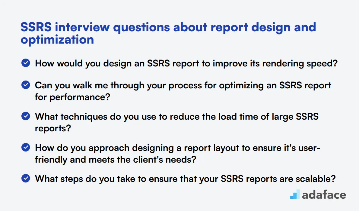 10 SSRS interview questions about report design and optimization