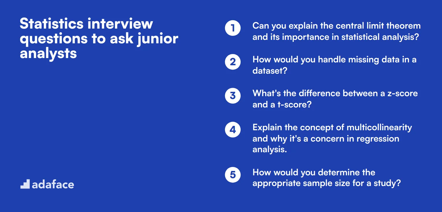 20 Statistics interview questions to ask junior analysts