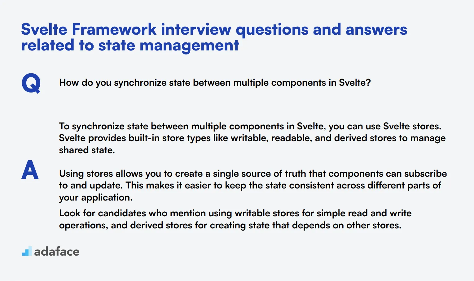 8 Svelte Framework interview questions and answers related to state management