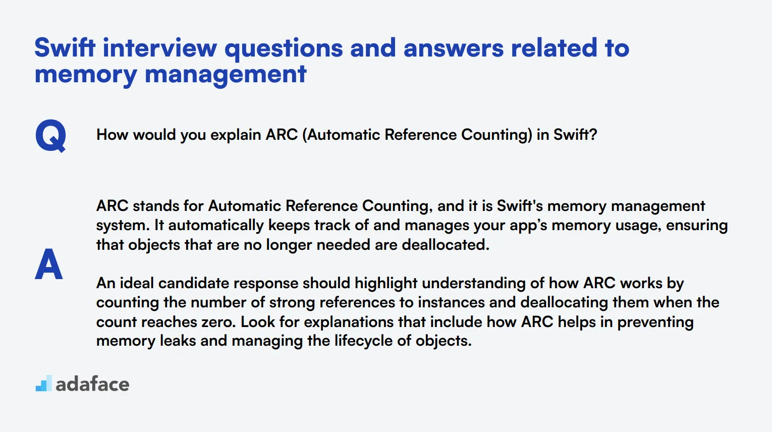 8 Swift interview questions and answers related to memory management