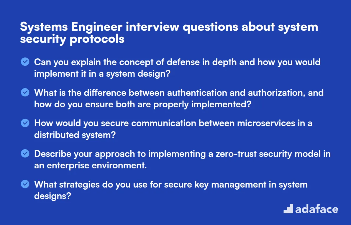 12 Systems Engineer interview questions about system security protocols