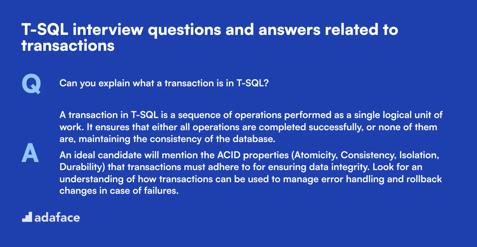 7 T-SQL interview questions and answers related to transactions