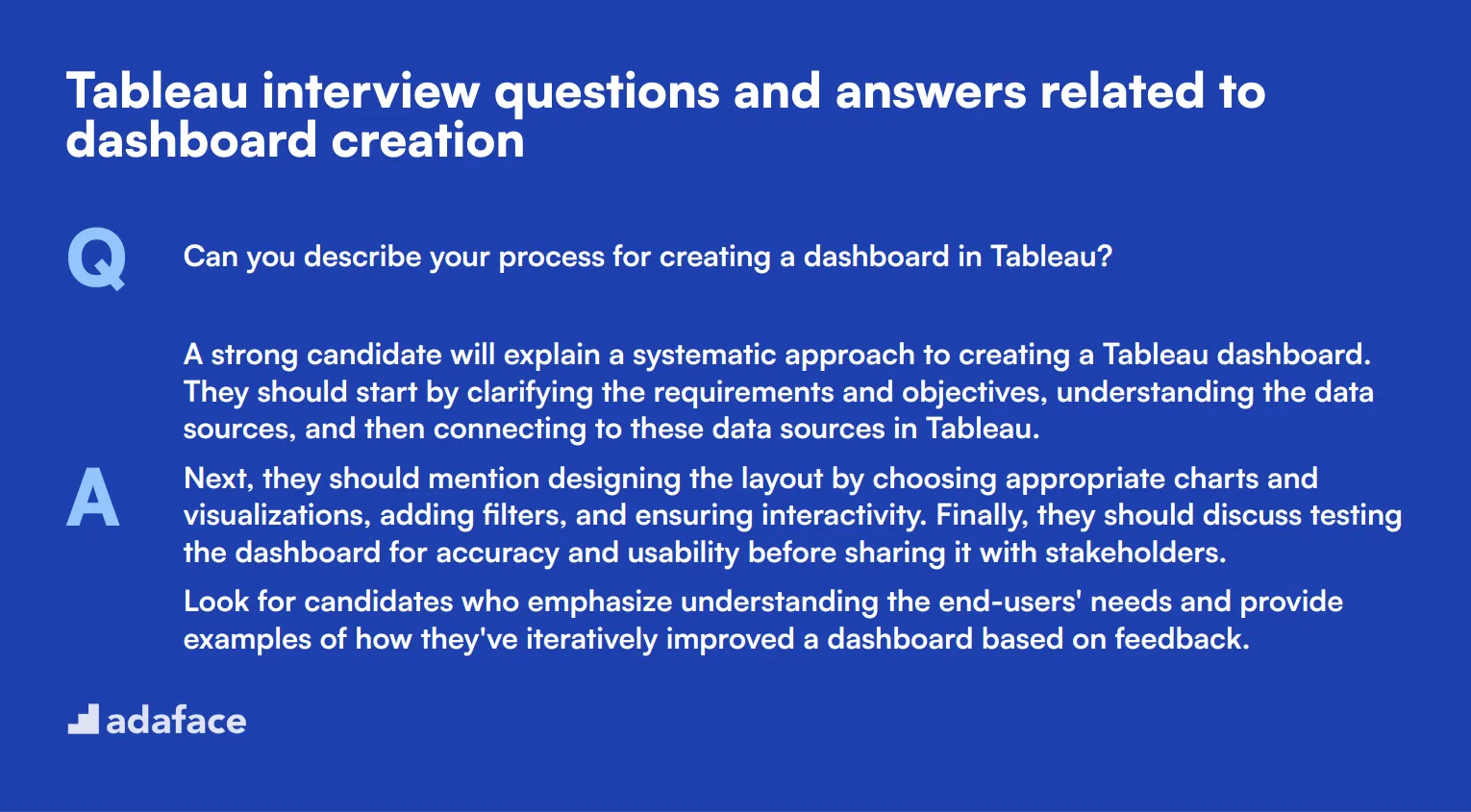 7 Tableau interview questions and answers related to dashboard creation