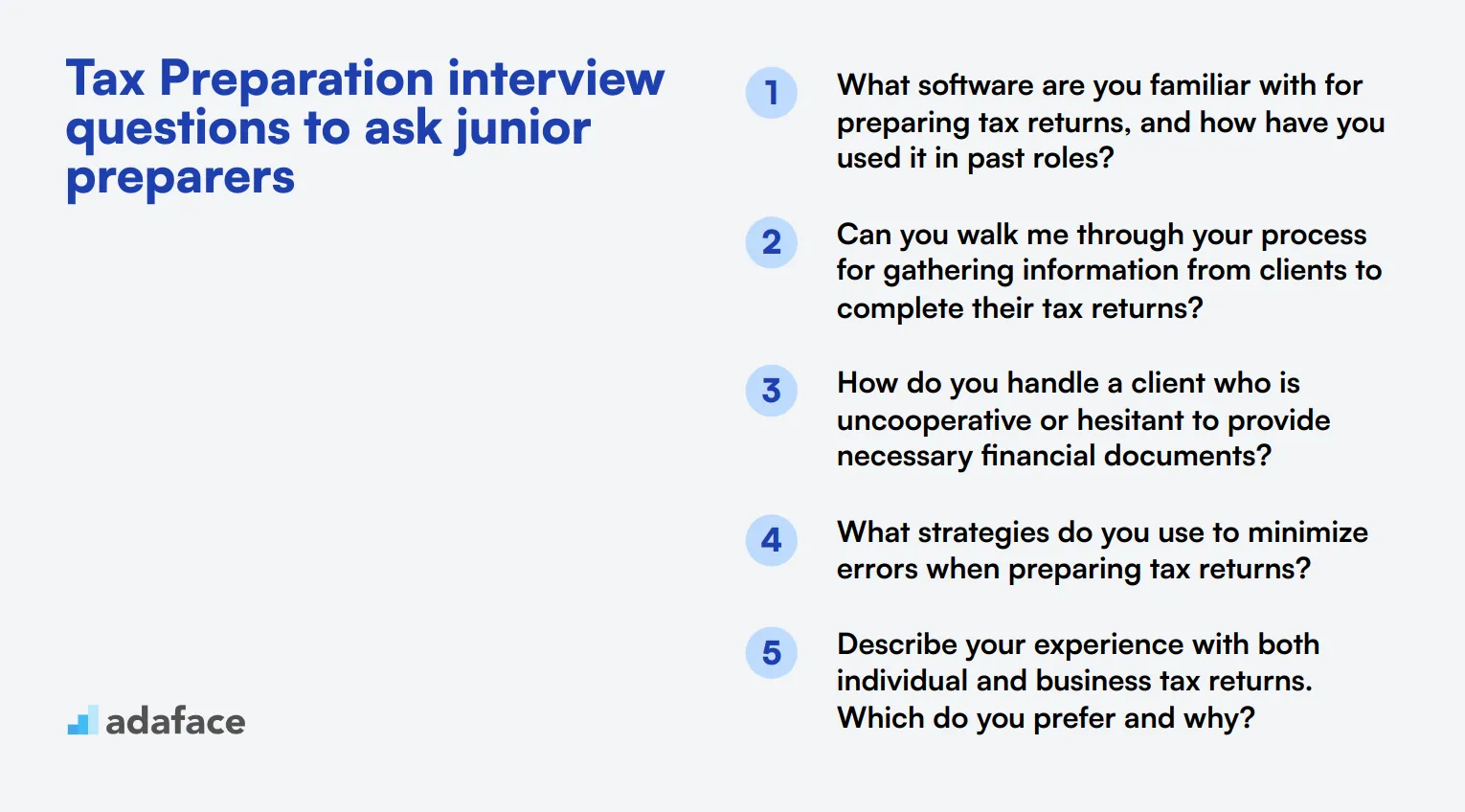 20 Tax Preparation interview questions to ask junior preparers