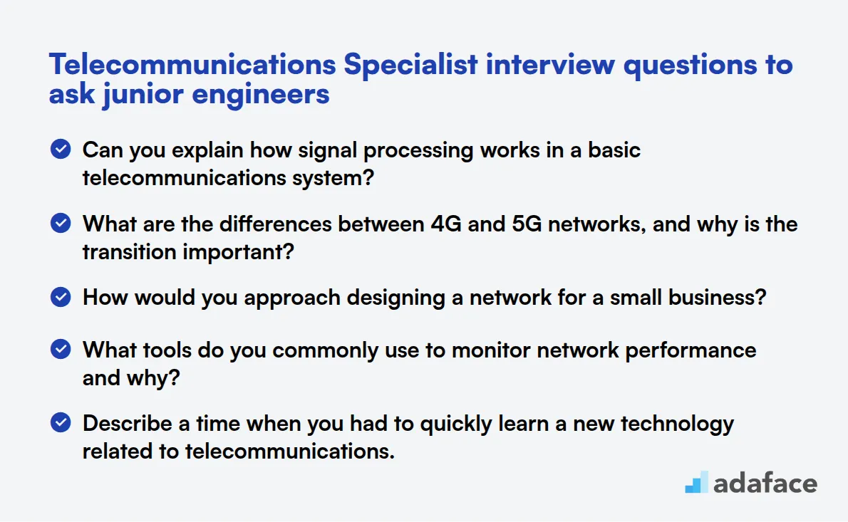 20 preguntas de entrevista para especialistas en telecomunicaciones para hacer a ingenieros junior