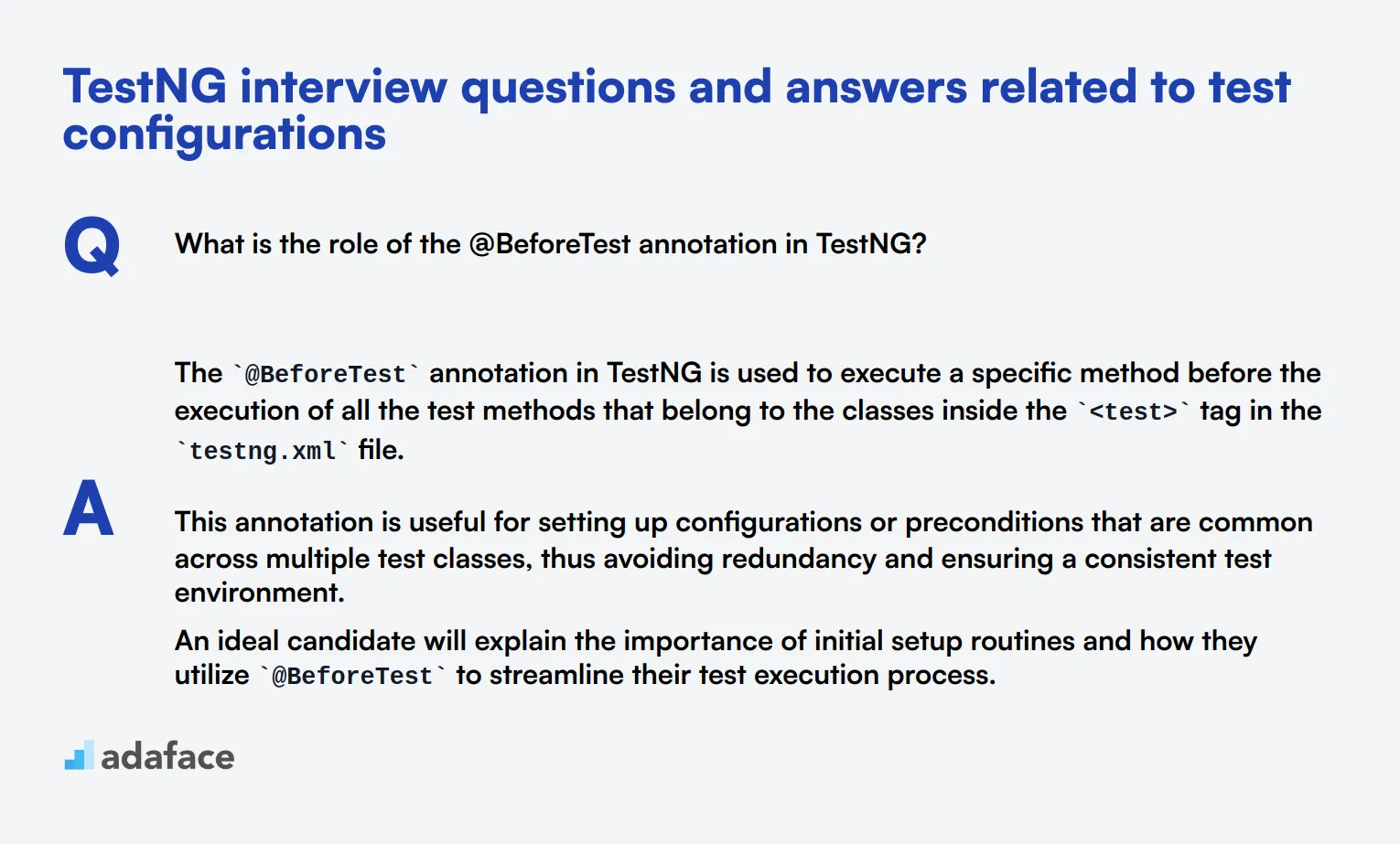 7 TestNG interview questions and answers related to test configurations