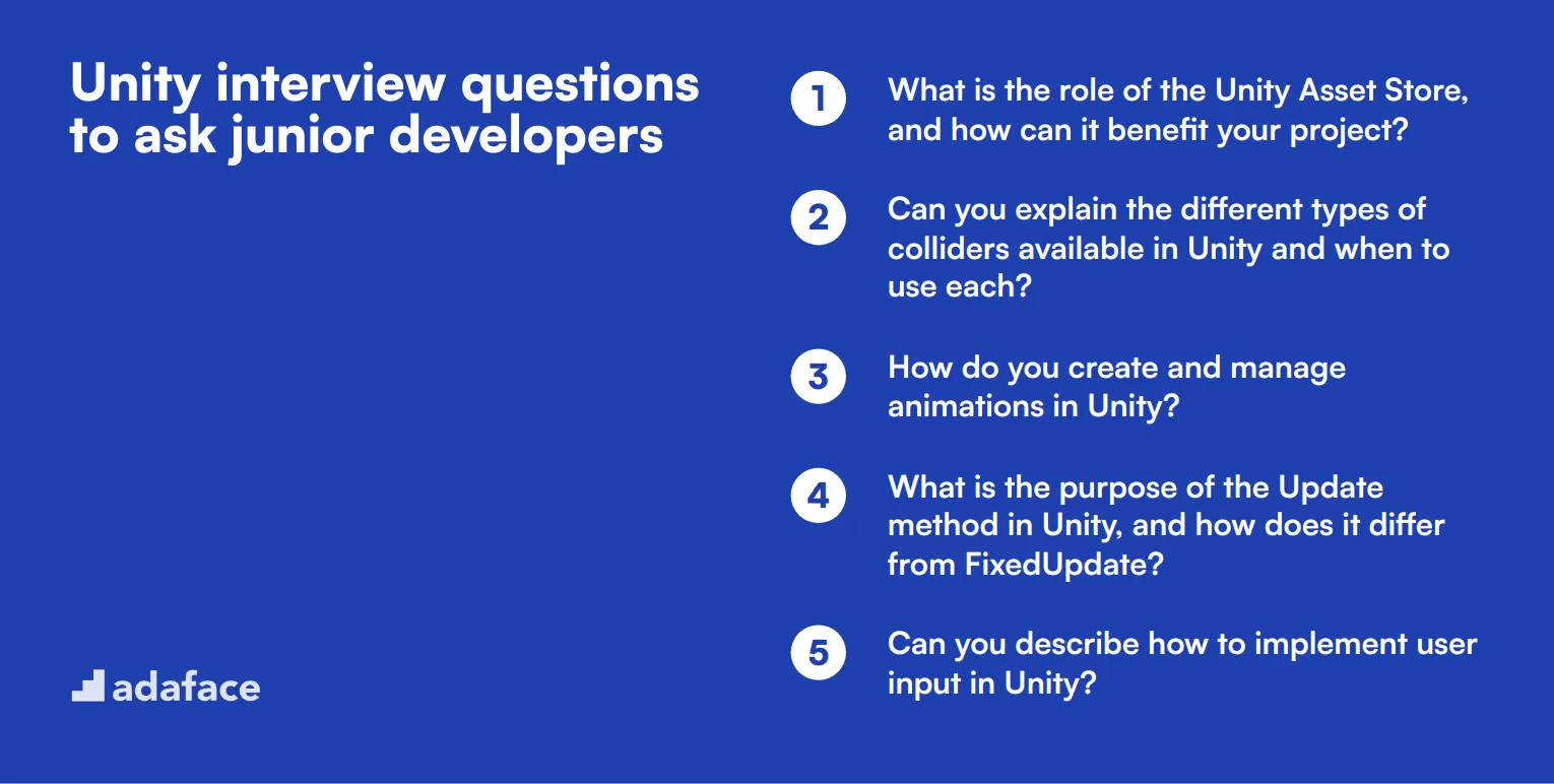 21 Unity interview questions to ask junior developers