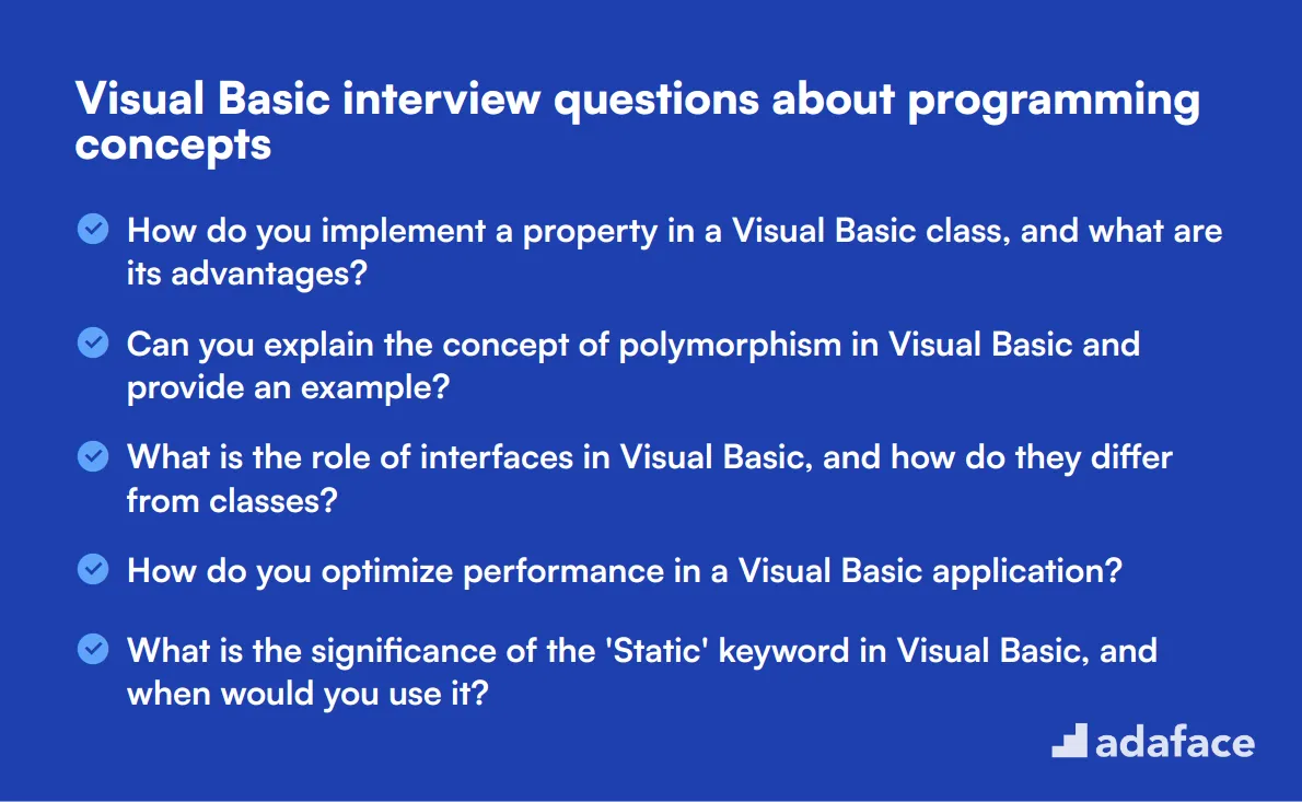 10 Visual Basic interview questions about programming concepts