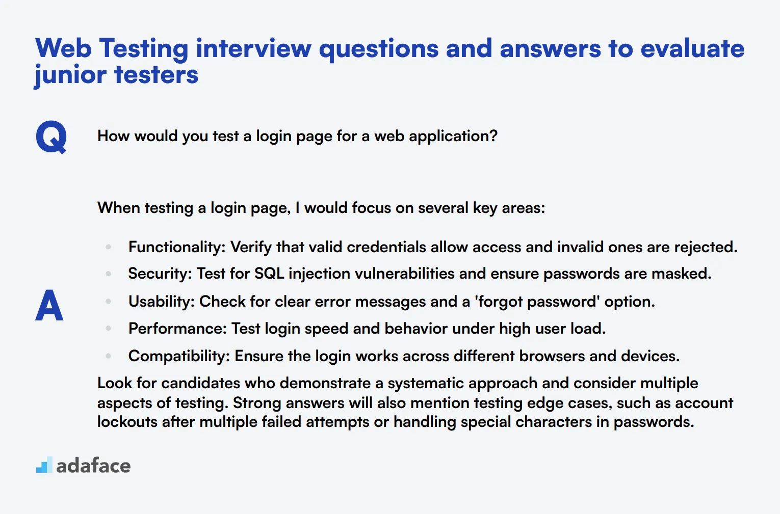 5 Web Testing interview questions and answers to evaluate junior testers