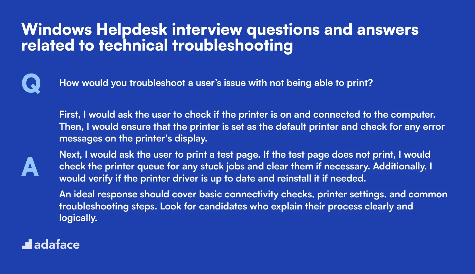 7 Windows Helpdesk interview questions and answers related to technical troubleshooting